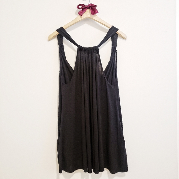 Black Dress with Front Tie Sleeveless Wide Strap Long Top - Picture 4 of 11